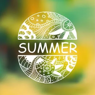 Zentangle on blurred background Stock Illustration