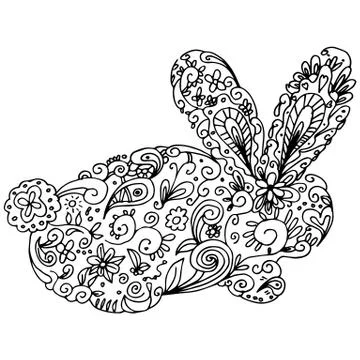 Zentangle Bunny Outline Stock Illustration