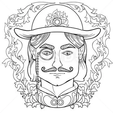 Zentangle coloring page with man face in vintage style ~ Clip Art ...