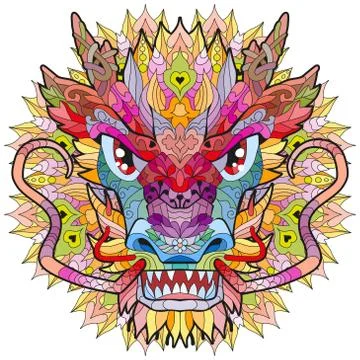 Zentangle dragon head with mandala. Hand drawn decorative vector illustration Stock Illustration