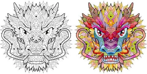 Zentangle dragon head with mandala. Hand drawn decorative vector illustration Stock Illustration