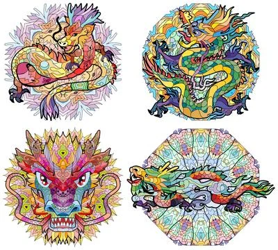 Zentangle dragons on mandalas. Hand drawn decorative vector illustration Ilustração Stock