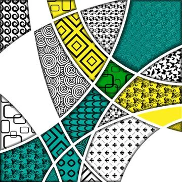 Zentangle elements blue and yellow background Stock Illustration