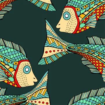 Zentangle fish background Stock Illustration