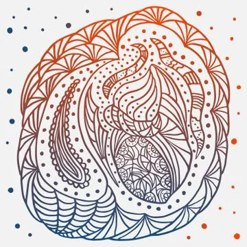 Zentangle isolated orange blue gradient Stock Illustration