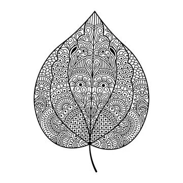 Zentangle leaf background outline line coloring page easy sketches hand drawi Stock Illustration