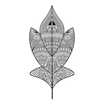 Zentangle leaf background outline line coloring page of easy sketches hand dr Stock Illustration