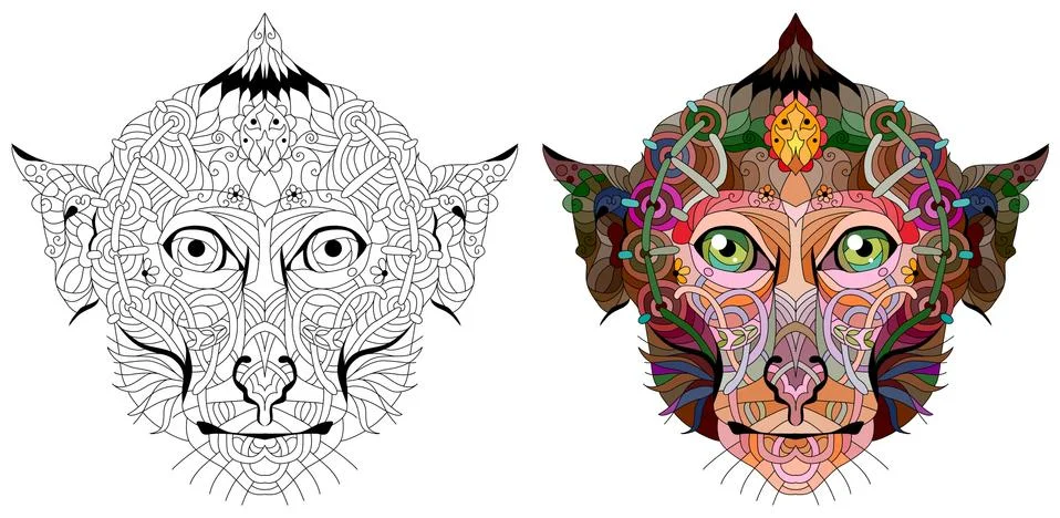 Zentangle monkey head with mandala. Hand drawn decorative vector illustration Illustrazione stock