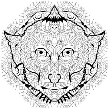 Zentangle monkey head with mandala. Hand drawn decorative vector illustration Ilustração Stock