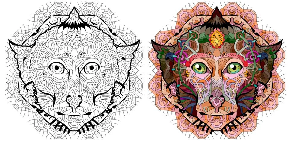 Zentangle monkey head with mandala. Hand drawn decorative vector illustration イラスト素材