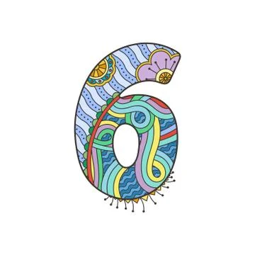 Zentangle number. Decorative number. Stock Illustration