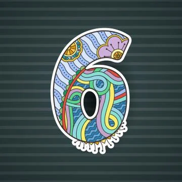 Zentangle number. Decorative number. Stock Illustration