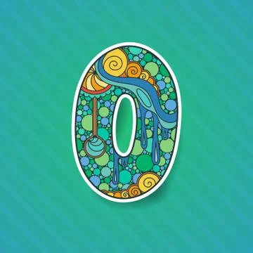 Zentangle number. Decorative number. Stock Illustration
