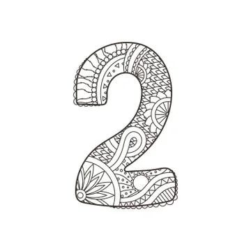 Zentangle number. Vector decorative number. Stock Illustration