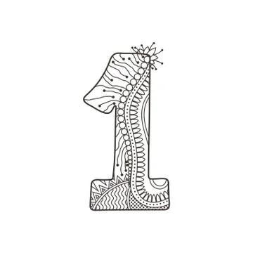 Zentangle number. Vector decorative number. イラスト素材