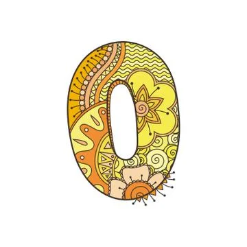 Zentangle number. Vector decorative number. Stock Illustration