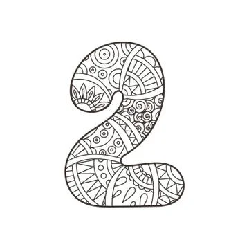 Zentangle number. Vector decorative number. Stock Illustration