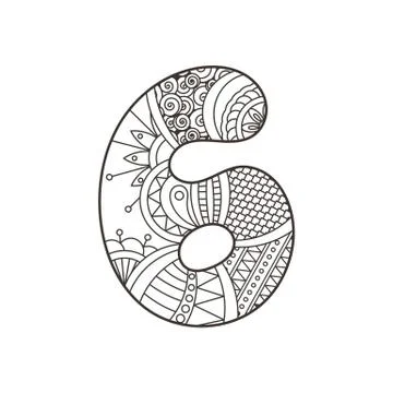 Zentangle number. Vector decorative number. Stock Illustration