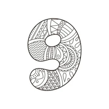 Zentangle number. Vector decorative number. Stock Illustration