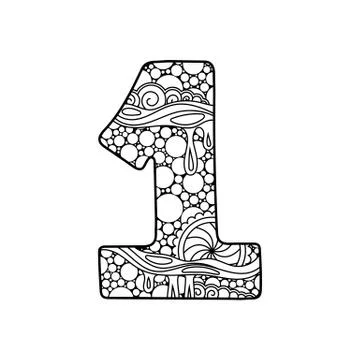 Zentangle number. Vector decorative number. Stock Illustration