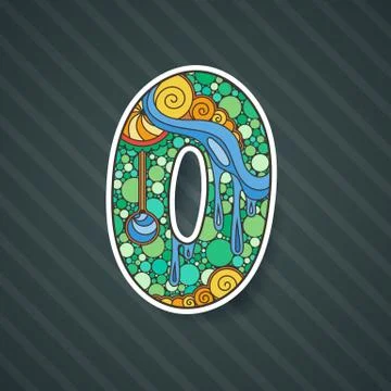 Zentangle number. Vector decorative number. Stock Illustration