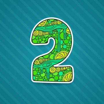 Zentangle number. Vector decorative number. Stock Illustration