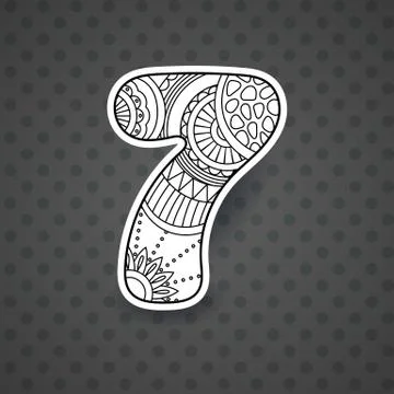 Zentangle number. Vector decorative number. Stock Illustration