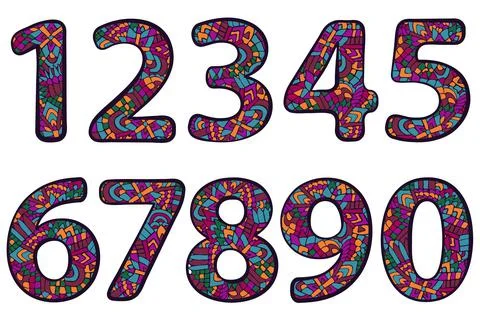 Zentangle numbers set. Collection of doodle numbers. Stock-Illustration
