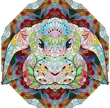 Zentangle rabbit head with mandala. Hand drawn decorative vector illustration Stock Illustration