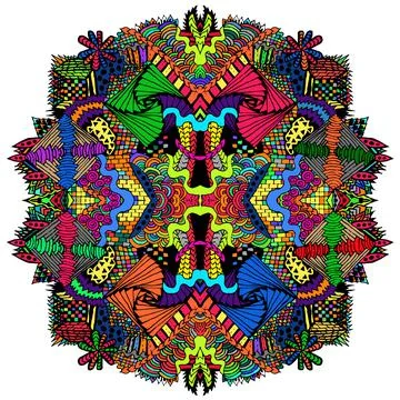 Zentangle round figure in ethnic style. Stock Illustration