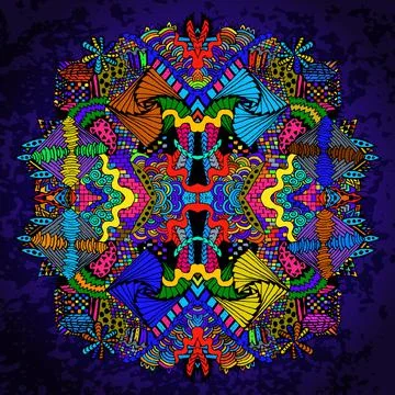 Zentangle round figure in ethnic style. Stock-Illustration