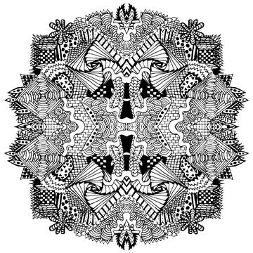 Zentangle round figure in ethnic style. Stock-Illustration