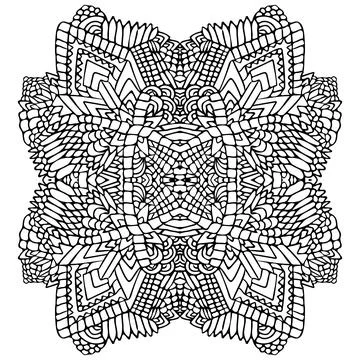 ZENTANGLE ROUND OBJECT BLACK WHITE 1 Stock-Illustration