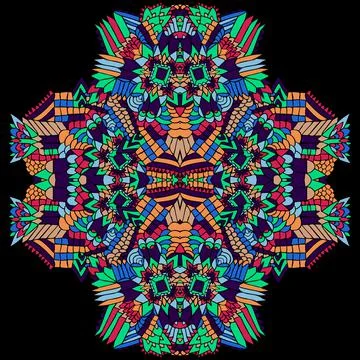 ZENTANGLE ROUND OBJECT COLORFUL 4 Stock Illustration