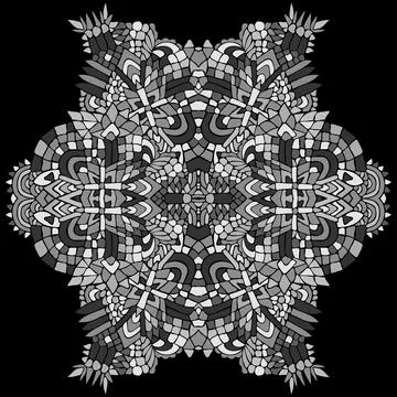 ZENTANGLE ROUND OBJECT GREY 1 Stockillustratie