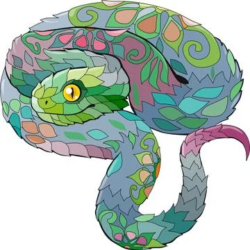 Zentangle snake. Hand drawn decorative vector illustration. Stock Illustration