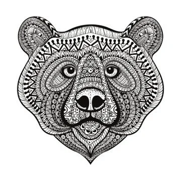 Zentangle stylized Bear face. Hand Drawn doodle vector illustrat Illustration