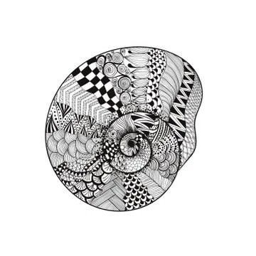 Zentangle stylized black seashell. Hand Drawn vector illustratio Stock-Illustration