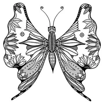Zentangle stylized butterfly Stock Illustration