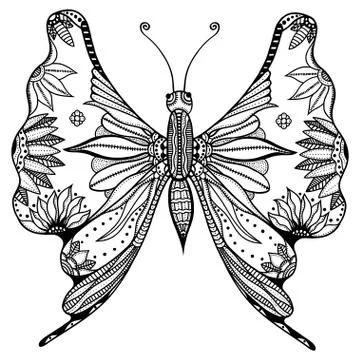 Zentangle stylized butterfly Illustrazione stock