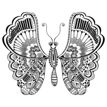 Zentangle stylized butterfly Ilustração Stock