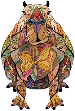 Zentangle stylized Capybara. Hand drawn decorative vector illustration Ilustração Stock