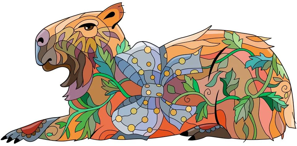 Zentangle stylized Capybara. Hand drawn decorative vector illustration Stock Illustration