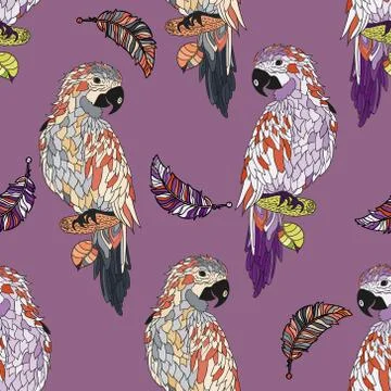 Zentangle stylized cartoon parrot. Stock Illustration