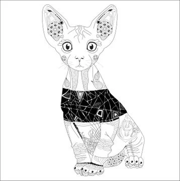 Zentangle stylized cat. Hand Drawn lace vector illustration Illustrazione stock