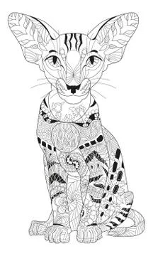 Zentangle stylized cat. Hand Drawn lace vector illustration Stock-Illustration