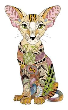 Zentangle stylized cat. Hand Drawn lace vector illustration Illustrazione stock