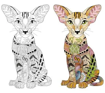 Zentangle stylized cat. Hand Drawn lace vector illustration Stock-Illustration