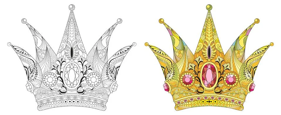 Zentangle stylized crown. Hand Drawn lace vector illustration Stock Illustration