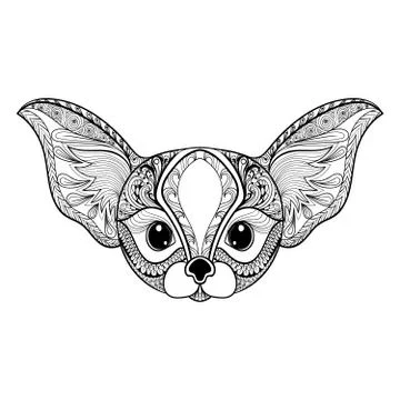 Zentangle stylized desert mini Fox face. Hand Drawn vector illus Stock Illustration